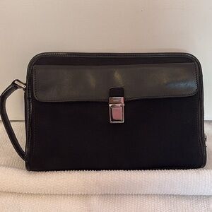 Authentic GUCCI Vintage Clutch Hand Bag Purse Nylon Leather Wristlet